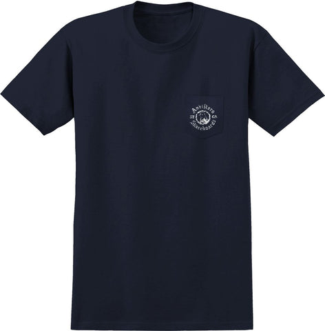ANTIHERO PIGEON MOTION POCKET TEE NAVY w/ WHITE PRINTS