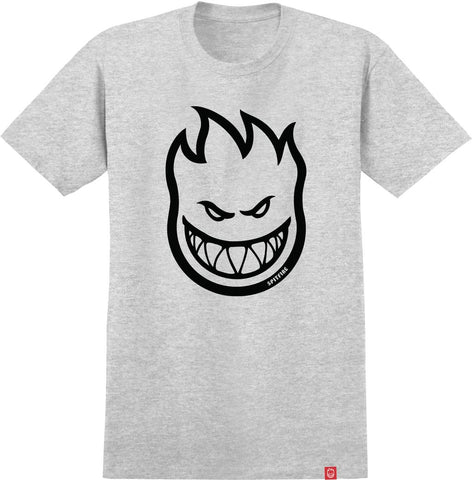 SPITFIRE BIGHEAD TEE HEATHER GREY w/ BLACK PRINT