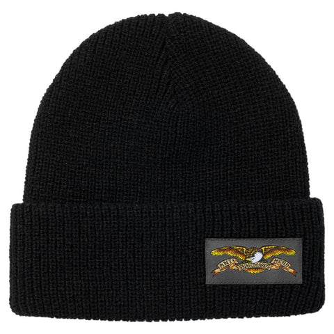 ANTIHERO FULL EAGLE LABEL LOOSE KNIT CUFF BEANIE BLACK / GREY