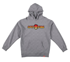 SPITFIRE OG SPLIT FADE FILL HOOD GREY HEATHER W/ MULTI COLOR PRINT