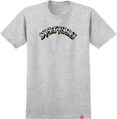 SPITFIRE OLD E ARCH COLOR CHROME TEE HEATHER GREY W/ MULTI COLOR PRINT