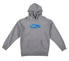 REAL TOW HOOD GREY HEATHER w/ BLUE TONAL PRINT