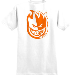 SPITFIRE BIGHEAD SPLIT DOUBLE POCKET TEE WHITE w/ ORANGE PRINTS