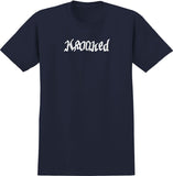 KROOKED DOUBLE OK SCRIPT TEE TRUE NAVY w/ WHITE PRINT