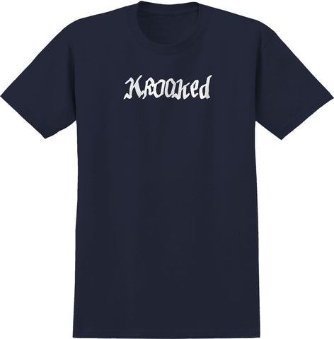 KROOKED DOUBLE OK SCRIPT TEE TRUE NAVY w/ WHITE PRINT