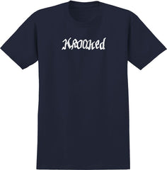 KROOKED DOUBLE OK SCRIPT TEE TRUE NAVY w/ WHITE PRINT