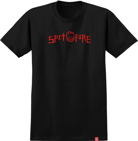 SPITFIRE ROUGH SCRIBBLE TEE BLACK w/ RED PRINT