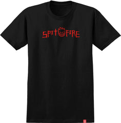 SPITFIRE ROUGH SCRIBBLE TEE BLACK w/ RED PRINT