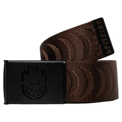 SPITFIRE BIGHEAD CUT OUT CRESCENT JACQUARD WEB BELT BROWN / BLACK