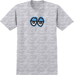 KROOKED EYES LG YOUTH TEE ASH(HEATHER) w/ BLUE, BLACK & WHITE PRINT