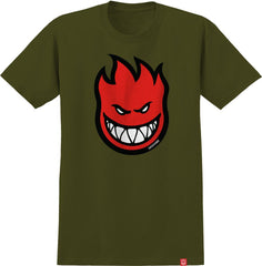 SPITFIRE BIGHEAD FILL TEE MILITARY GREEN w/ RED, BLACK & WHITE PRINT