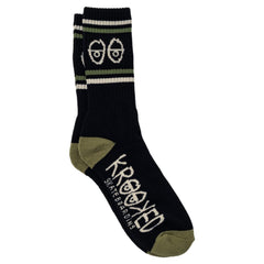 KROOKED EYES SOCK BLACK / CREAM / OLIVE