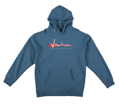 VENTURE '90s TOTTM HEAVYWEIGHT BOX FIT HOOD SLATE BLUE w/ RED & WHITE PRINT