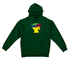 KROOKED DEMENTIONAL HOOD DARK GREEN w/ MULTI COLOR PRINT