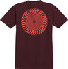 SPITFIRE CLASSIC SWIRL OVERLAY TEE BURGUNDY w/ RED & WHITE PRINTS