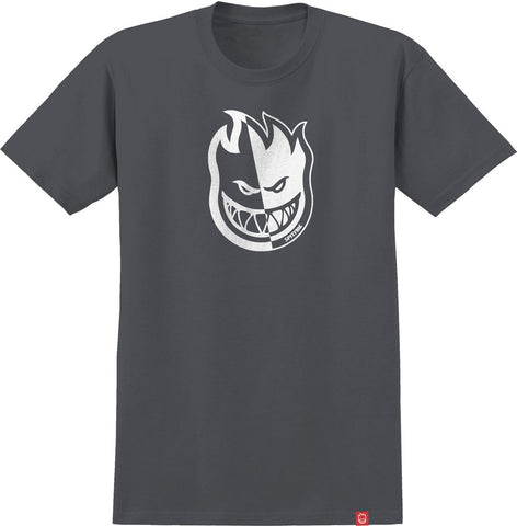 SPITFIRE BIGHEAD SPLIT MID TEE CHARCOAL (SOLID) w/ WHITE PRINT