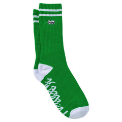 KROOKED EYES EMB SOCK GREEN / WHITE