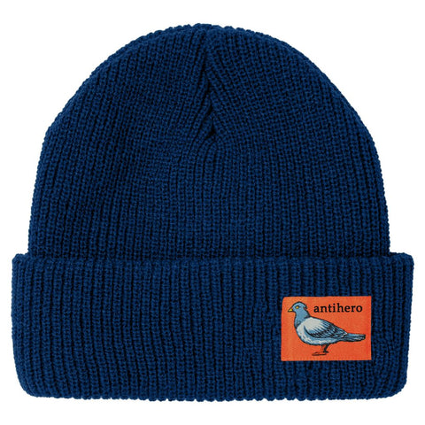 ANTIHERO LIL PIGEON LABEL CUFF BEANIE NAVY / ORANGE