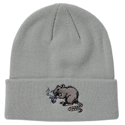 REAL STREET CLEANER CUFF BEANIE SILVER w/ MULTICOLOR EMBROIDERY