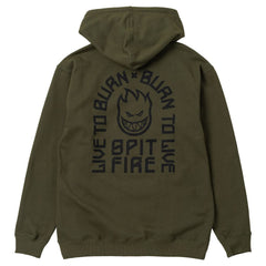 SPITFIRE LTB ARCH EMB ZIP HOOD OLIVE w/ BLACK EMBROIDERY & PRINT