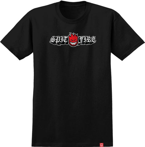 SPITFIRE OLD E DROP BIGHEAD TEE BLACK w/ RED, BLACK & WHITE PRINT