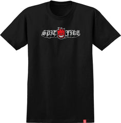 SPITFIRE OLD E DROP BIGHEAD TEE BLACK w/ RED, BLACK & WHITE PRINT