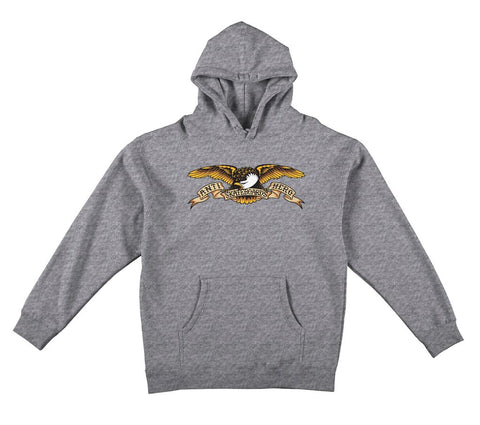 ANTIHERO EAGLE HEAVYWEIGHT HOOD HEATHER GREY w/ BLACK MULTI COLOR PRINT