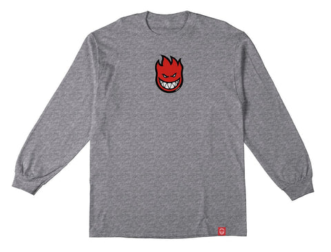 SPITFIRE BIGHEAD MID FILL L/S TEE HEATHER GREY w/ RED, WHITE & BLACK PRINT