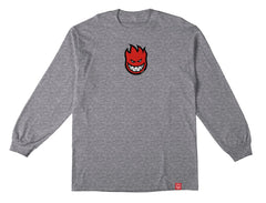 SPITFIRE BIGHEAD MID FILL L/S TEE HEATHER GREY w/ RED, WHITE & BLACK PRINT