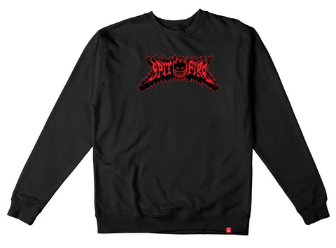 SPITFIRE FLAME OUT BIGHEAD HEAVYWEIGHT CREWNECK BLACK w/ RED & BLACK PRINT