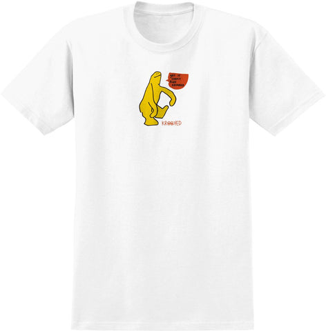 KROOKED GET IT STRAIT TEE WHITE w/ YELLOW, ORANGE, & BLACK PRINT