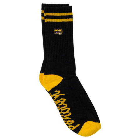 KROOKED EYES EMB SOCK BLACK / GOLD