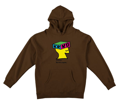 KROOKED DEMENTIONAL HOOD BROWN w/ MULTI COLOR PRINT