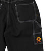 KROOKED SUN HEART CARPENTER PANT BLACK w/ YELLOW & RED EMBROIDERY