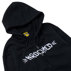 KROOKED BRUSH SKRIPT HEAVYWEIGHT ZIP HOOD BLACK w/ WHITE EMBROIDERY