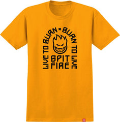 SPITFIRE LTB ARCH GOLD TEE w/ BLACK PRINT