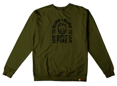 SPITFIRE LTB ARCH HEAVYWEIGHT CREWNECK ARMY w/ BLACK PRINT
