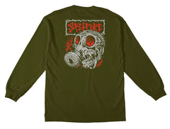SPITFIRE GAS MASK L/S TEE MILITARY GREEN w/ MULTI COLOR PRINTS