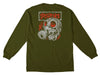 SPITFIRE GAS MASK L/S TEE MILITARY GREEN w/ MULTI COLOR PRINTS