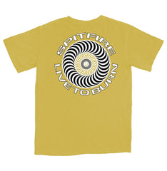 SPITFIRE CLASSIC '87 SWIRL LTB GARMENT DYED TEE MUSTARD w/ BLACK & WHITE PRINTS