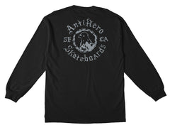ANTIHERO PIGEON MOTION L/S POCKET TEE BLACK w/ GREY PRINTS