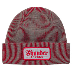 THUNDER SCRIPT PATCH CUFF BEANIE RED / GREY