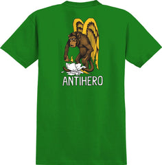 ANTIHERO DAAN FIRST RINGSPUN TEE KELLY GREEN w/ MULTI COLOR PREMIUM PRINTS