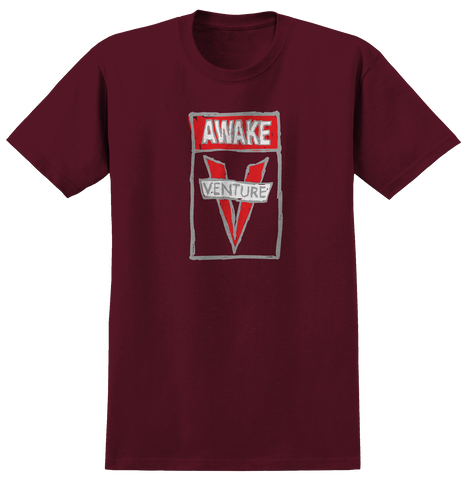 VENTURE SCRIBBLE AWAKE TEE BURGUNDY