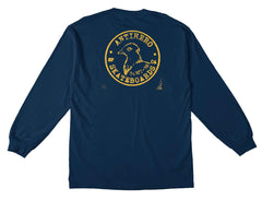 ANTIHERO POSTAL L/S TEE NAVY w/ YELLOW PRINTS