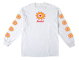 KROOKED SUN HEART SLEEVE L/S TEE WHITE w/ RED & YELLOW PRINTS