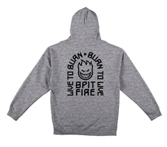 SPITFIRE LTB ARCH II ZIP HOOD GREY HEATHER w/ BLACK PRINTS