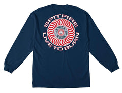 SPITFIRE CLASSIC '87 SWIRL LTB L/S TEE NAVY w/ WHITE & RED PRINTS
