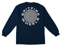 SPITFIRE CLASSIC '87 SWIRL FILL L/S TEE NAVY W/ WHITE & BLACK PRINTS