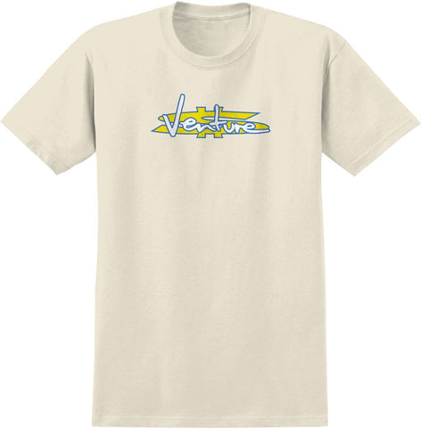 VENTURE PAID TEE NATURAL w/ YELLOW, BLUE & WHITE PRINTS